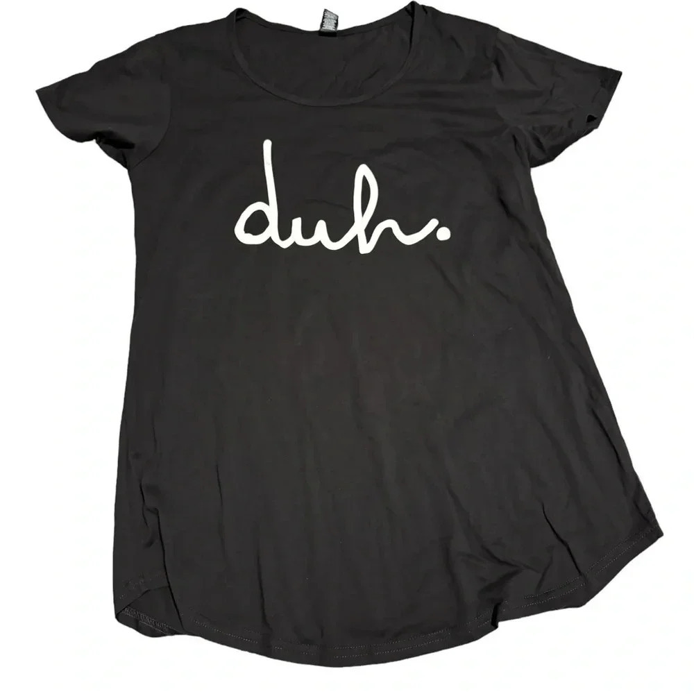 🖤 Rags to Raches “Duh.” Graphic Tee 🩶 Black Mom Shirt Size L 🖤